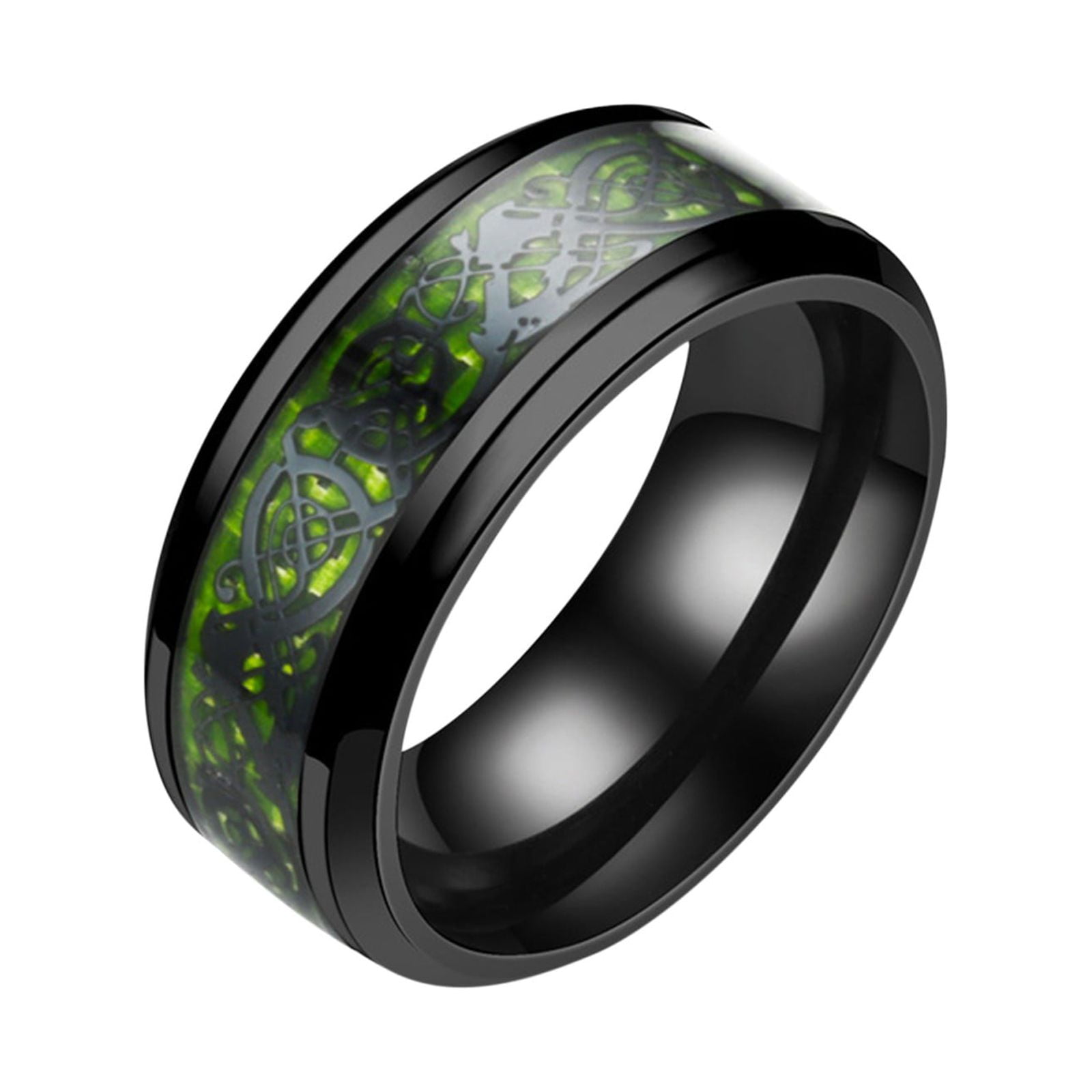 Titanium Steel Dragon Ring With Silver Golden Dragon Stainless Steel ...
