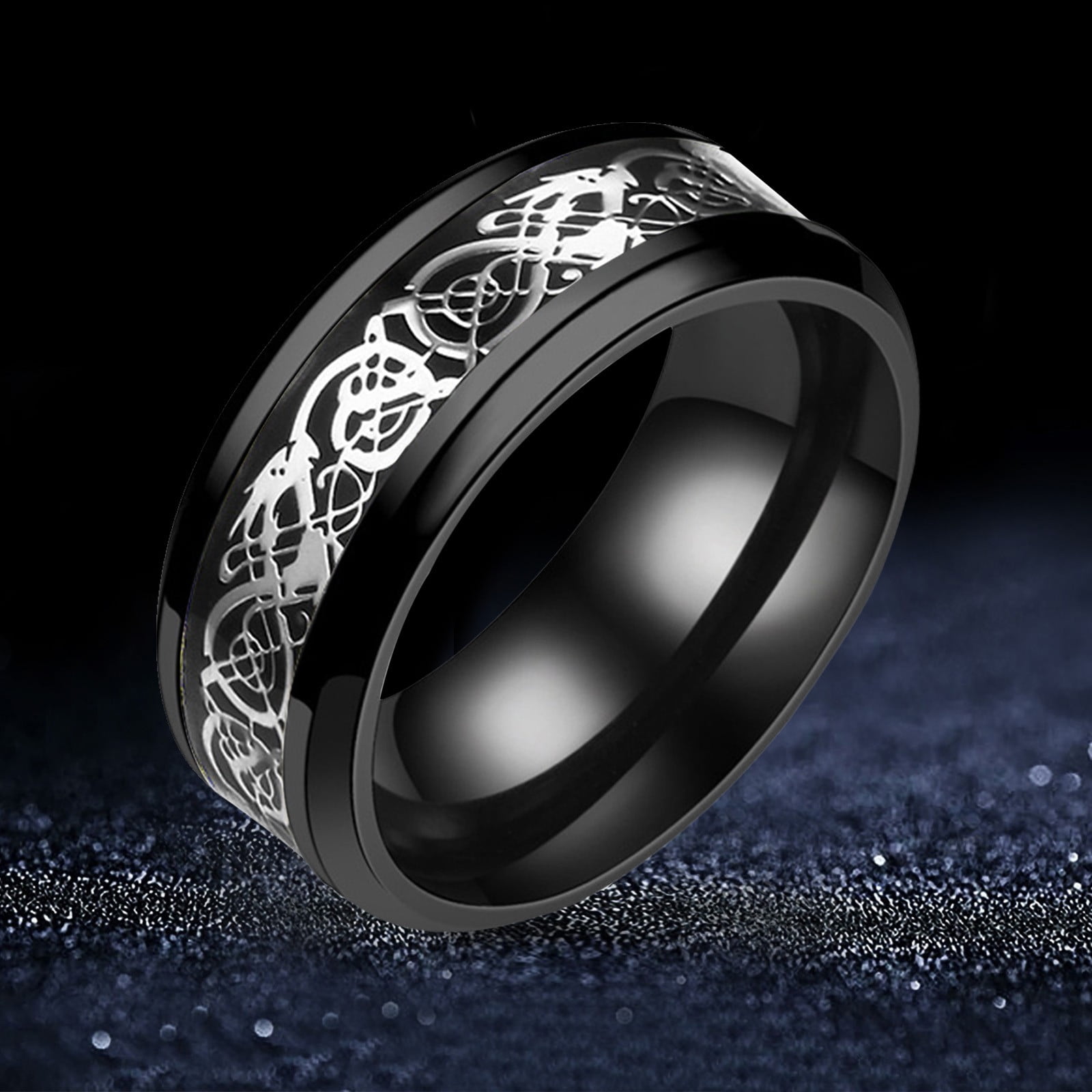 Black Stainless Steel Wedding Band Mens Black Ring