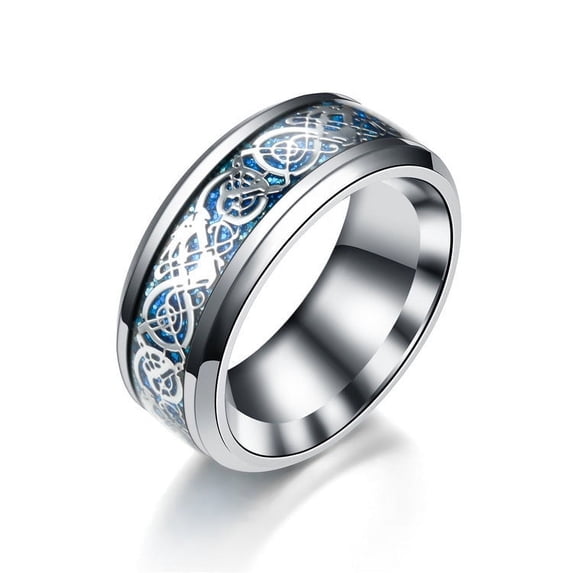 Unisex Dragon Ring Titanium Steel Electroplated Diamond Inlay Ring European American Design Band Ring Jewelry Gift for Men and Women