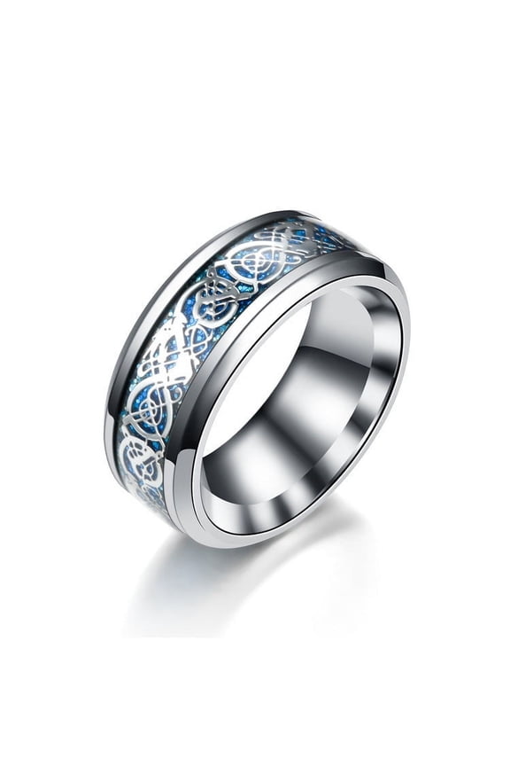 Unisex Dragon Ring Titanium Steel Electroplated Diamond Inlay Ring European American Design Band Ring Jewelry Gift for Men and Women
