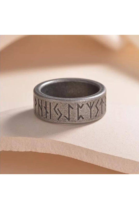 Titanium Steel Finger Ring Men Antique Silver Tribal Ring Irish Celtic Rune R11