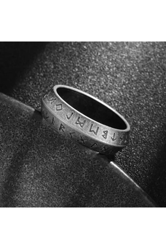 Titanium Steel Finger Ring Men Antique Silver Tribal Ring Irish Celtic Rune R12
