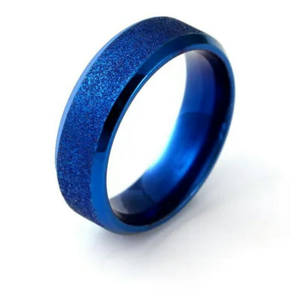 Titanium Steel Frosted Matte Band Men Womens 6MM Wedding Party Blue Ring Sz 7-11