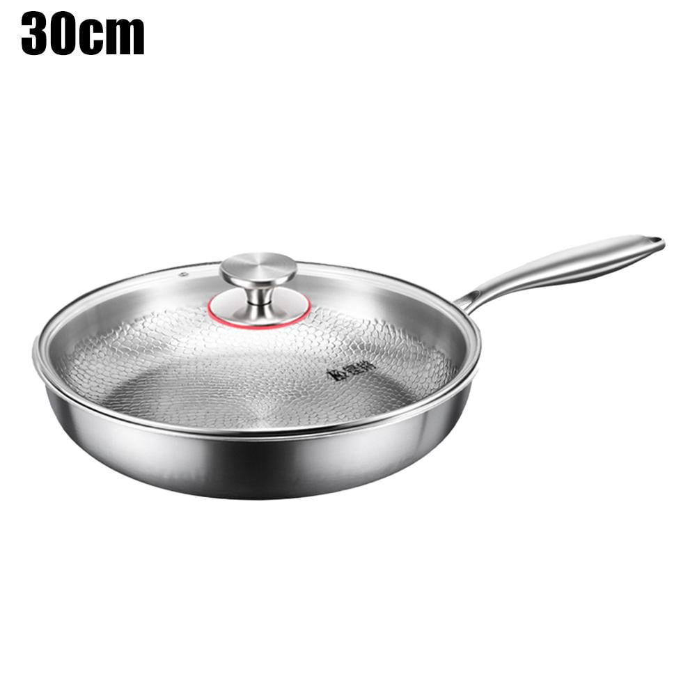 Titanium Steel Frying Pan Uncoated Non Stick Pan Fish Scale Hammer Pattern for Induction Household Frying Cooktop Pan Steak Heats Frying Scratch-Resistant, Pans, Even Cookware Cooks Stick Cook