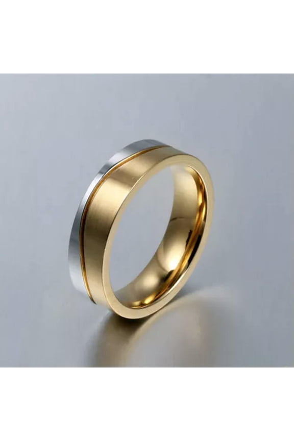 Titanium Steel Gold Plated Couple Rings Men/Women's Wedding Promise Band Sz 5-12