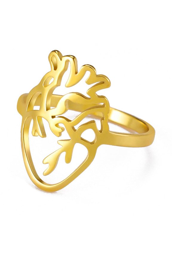 Unisex Titanium Steel Hollow Out Brain Ring Electroplated Cut Out Design Band European and American Fashion Jewelry