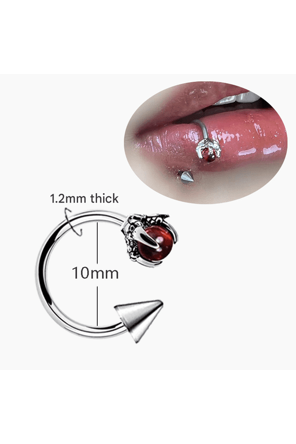 Titanium Steel Lip Ring 10mm Red Bold Punk Street Style Edgy Piercing Jewelry