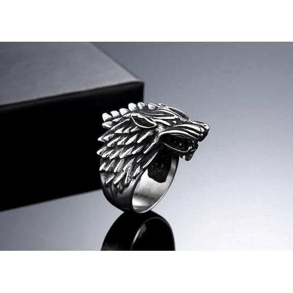 Titanium Steel Men's Ring Personality Wolf Head Ring