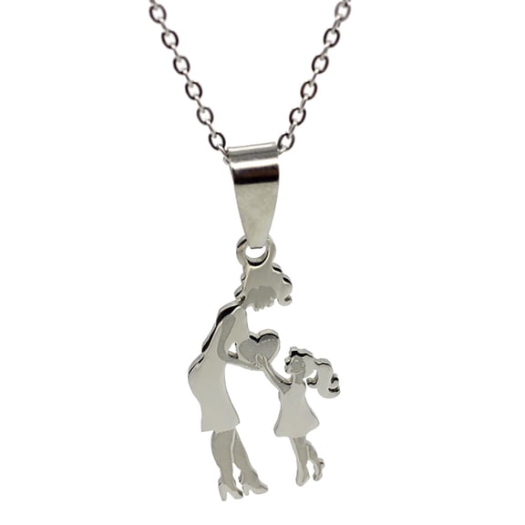 Titanium Steel Mother-Daughter Pendant Necklace - Stainless Steel Mother's Day Jewelry, Trendy Design for Eternal Bond