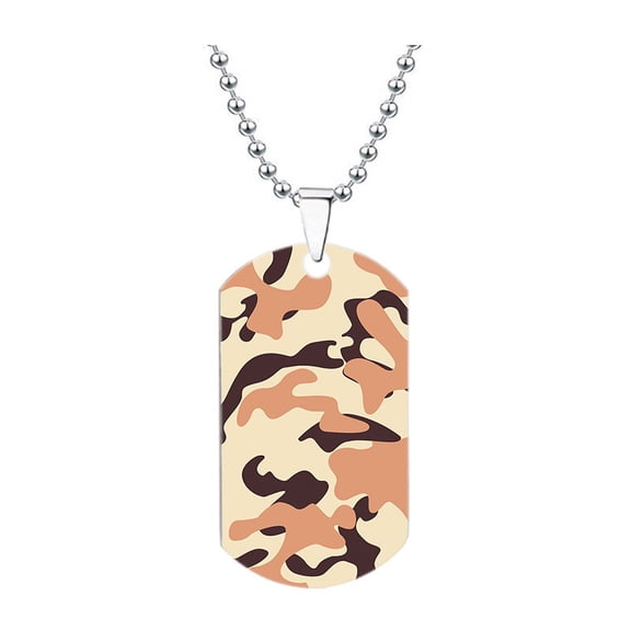 Titanium Steel Necklace Color-Printed Camouflage Series Military Enthusiast Holiday Gifts Multiple Stainless Steel Necklace Styles Wholesale