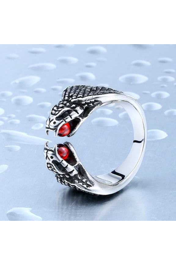Titanium Steel Red Diamond Snake Ring Inlaid Gem Fashion Accessory For Women Sizes 7 8 9 10 11 12 Statement Jewelry