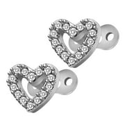 Titanium Steel Rhinestone Dermal Anchor Tops And Base Microdermals 1.2 Mm16G Internally Threaded Heart 1