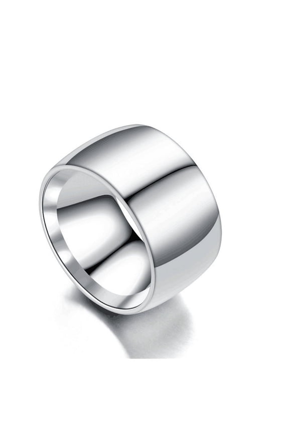 Titanium Steel Ring 12mm Wide Plain Band Electroplated Finish European Japanese Style Ring Sizes 6 to 13 Black Gold