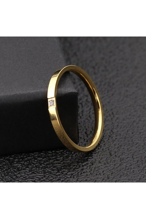Titanium Steel Ring Retro Round Gold-Plated Ring Inlaid Artificial Gemstone Fashion Jewelry Electroplated Statement