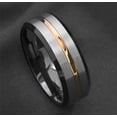 thumbnail image 1 of Titanium Steel Ring Silver Black and Gold Stripe Band for Men and Women Lightweight Everyday Jewelry Ring for Unisex, 1 of 5