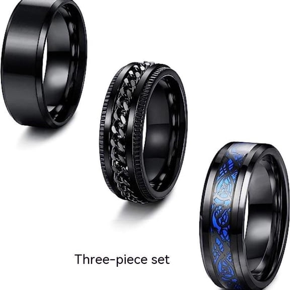 Titanium Steel Ring Three Piece Set Fidget Spinner Jewelry