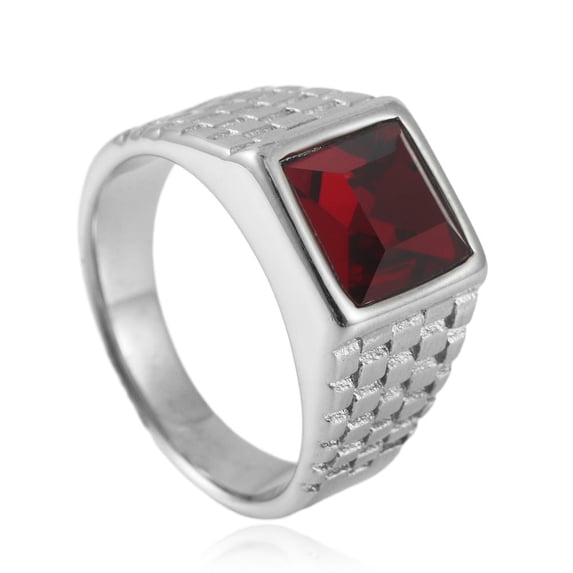 Titanium Steel Ring With Colorful Stone Square Design For Women Size 7 8 9 1 Polished Finish For Everyday Wear