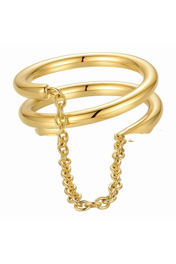 Titanium Steel Ring With Double Layer Design And Thin Chain For Women All Match Jewelry Gift For Her Party Now