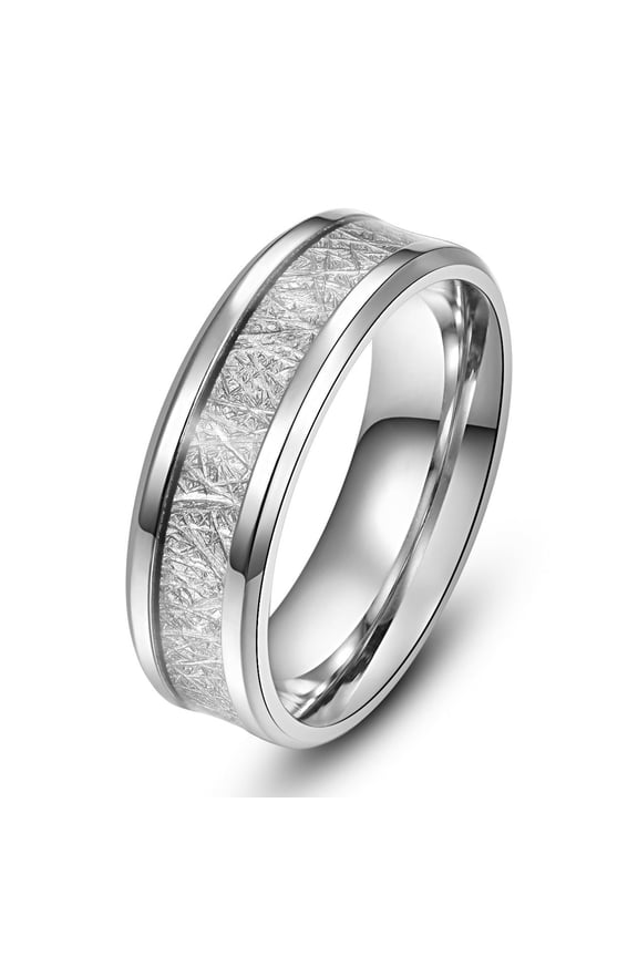 Metal Ring Titanium Steel Band with Silver Thread Accent Steel Colored Ring and Black Ring for Men and Women Fashion Jewelry Gift