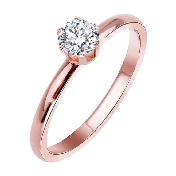 Titanium Steel Ring with Solitaire Diamond: Fashionable Geometric Design for Women, Individually Packed
