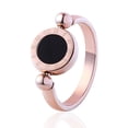 thumbnail image 1 of Titanium Steel Roman Numeral Ring Rotating One Side Black White Shell Woman Ring Korean Style Tourism Souvenir, 1 of 5
