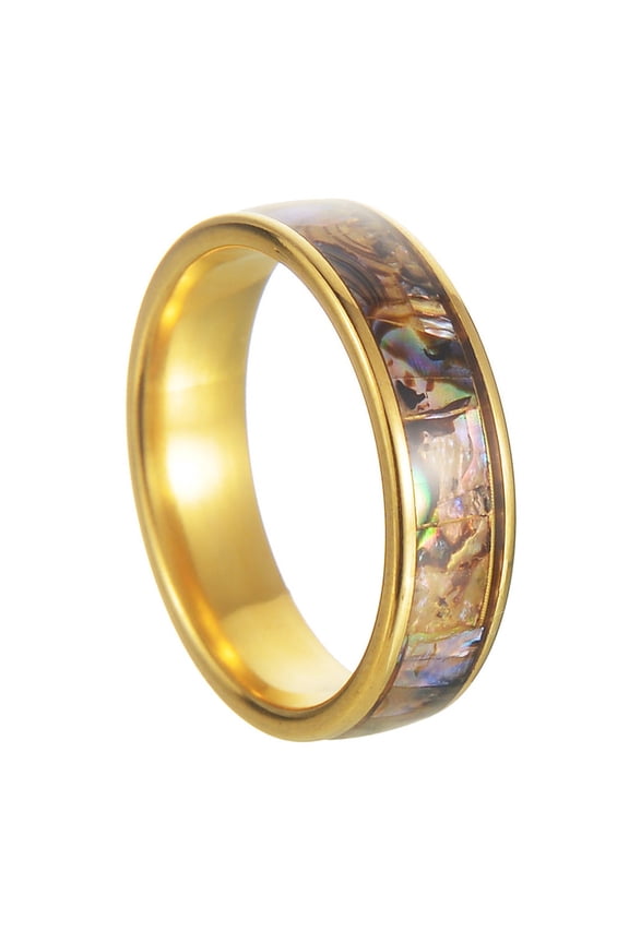 Titanium Steel Ring for Men and Women Shell Ring Electroplated Creative Design Band 6MM Width Fashion Jewelry Ring Gift for Him or Her
