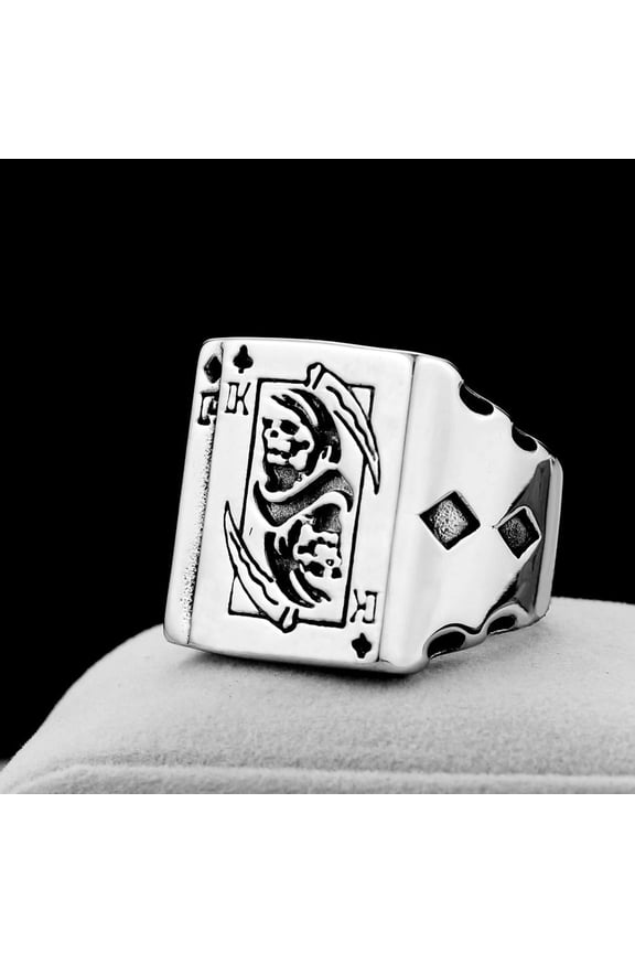 Titanium Steel Ring Sickle Reaper Poker Design Cartoon Character Ring Birthday Gift European American Style Jewelry