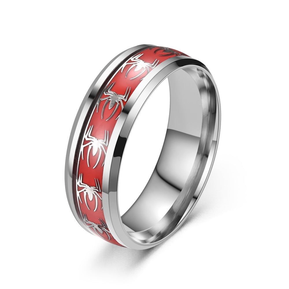 Titanium Designer Rings Titanium Steel Spider Ring With Oil Dripping Patch Design Beveled Edge ...
