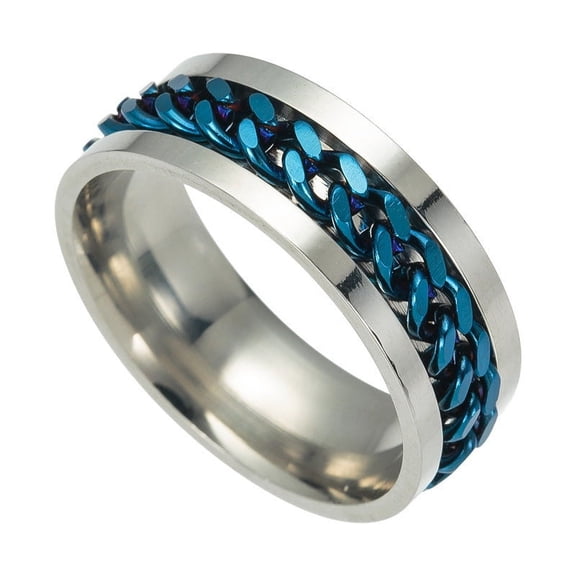 Titanium Steel Spinner Ring: Unique Chain Design, Exotic Style Fashion Ring for Men and Women