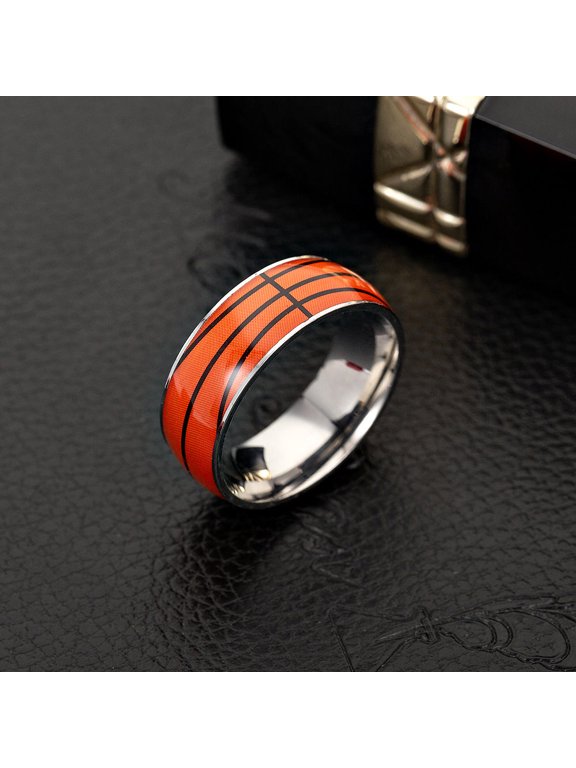 Titanium Steel Sports Ring 8mm Wide Band For Football Fans And Basketball Rugby Baseball Enthusiasts For Athletes