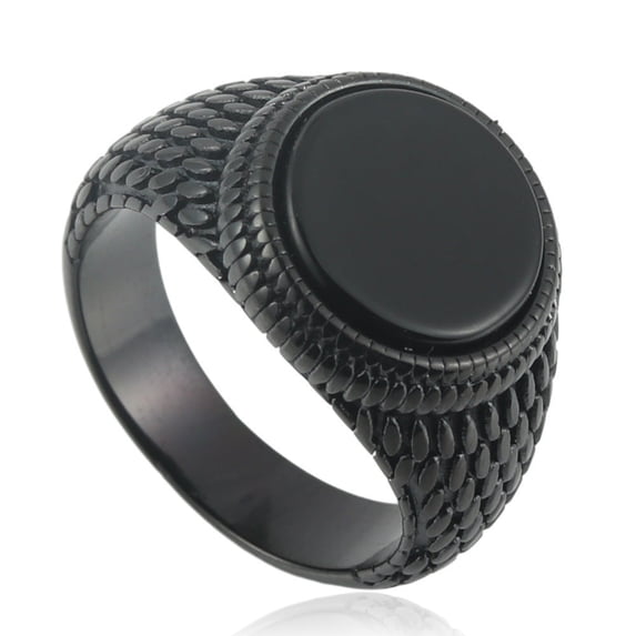 Titanium Steel Turquoise Ring Mens Round Stone Circle Band Stainless Steel 7 8 9 10 11 12 13 Bold Modern Style