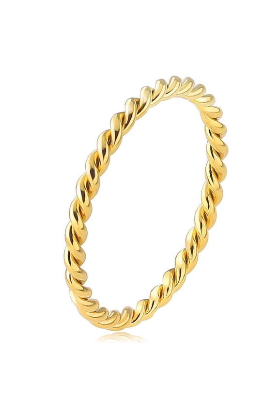 Titanium Steel Twist Pattern Ring: Simple Style, Electroplated Finish, Steel, Gold, or Rose Gold
