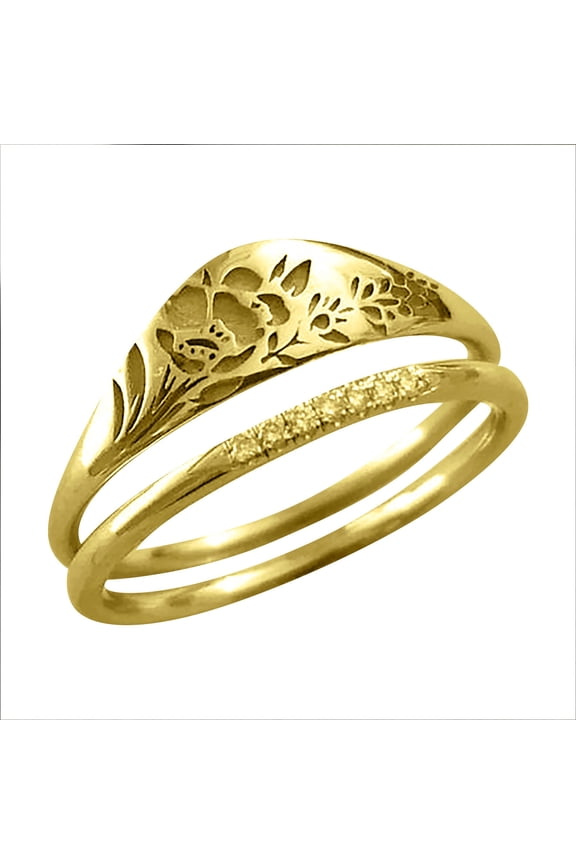 Titanium Steel Wedding Band Ring - Hypoallergenic Plated Engagement Ring for Women, Comfort Fit Jewelry, Golden US 11