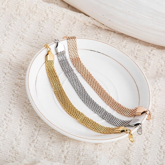 Titanium Steel Woven Bracelet Non-fading Flat Mesh Chain Unisex Bracelet