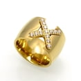 thumbnail image 1 of Women's Titanium Steel Ring X Shaped Cross with Diamond and Zircon Europe America CNC Ring Loose Gem Stone Ring, 1 of 6