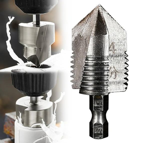 Titanium Step Drill Bit Set,Hex Shank PPR Pipe Repair, High Speed Steel Countersinking & Tapping Tool for Metal, Wood, Plastic,Combination Drill and Tap Set,A,4"