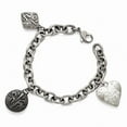 thumbnail image 1 of Titanium Ster.sil Black Ti Polished Etched Charm Bracelet - 8 Inch, 1 of 2