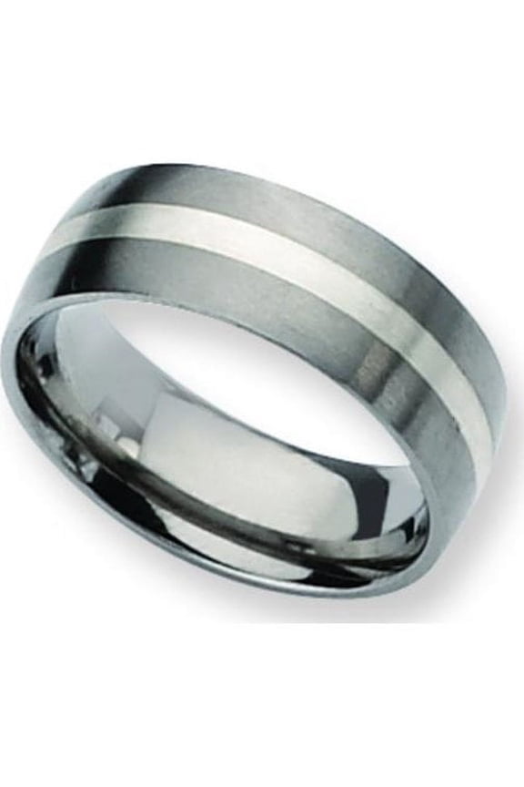 Titanium Sterling Silver 6mm Satin Wedding Ring Size 8