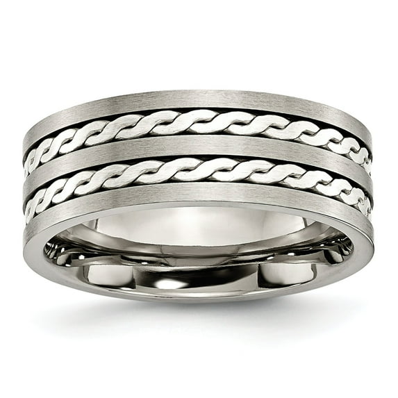 Titanium SS 8mm Satin Mens Wedding Ring Band Size 10