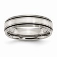 thumbnail image 1 of Titanium Sterling Silver Inlay 6mm Brush/Antique Band Size 6, 1 of 4