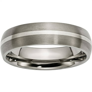 Titanium Sterling Silver Inlay 6mm Brushed Band
