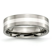 Titanium Sterling Silver Inlay 6mm Polished Band - Size 12.5