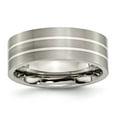 thumbnail image 1 of Titanium Sterling Silver Inlay 8mm Satin Band Ring - Size 11, 1 of 2