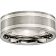 thumbnail image 1 of Titanium Sterling Silver Inlay Flat 8mm Brushed and Polished Band, 1 of 9