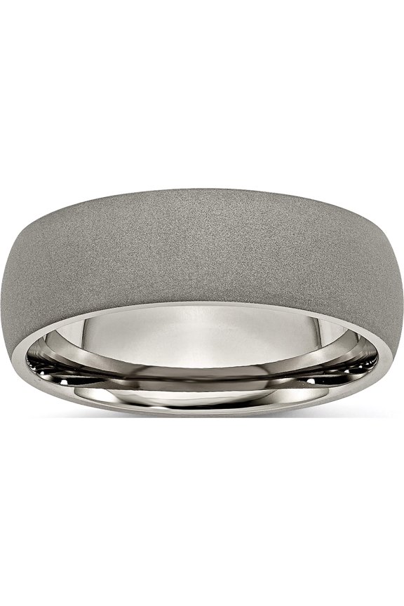 Titanium Stone Finish 7mm Half Round Band (Size 6) Made In China tb110-6
