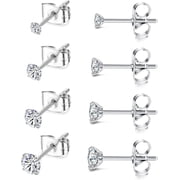 Titanium Stud Earrings for Sensitive Ears 2-5MM Cubic Zirconia Ball Dot Hypoallergenic Implant Grade Pure Titanium Earrings Studs for Women