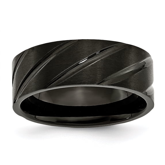 Titanium Swirl Design Black IP-plated 8mm Brushed/Polished Band