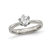 Gem & Harmony Titanium Synthetic Cubic Zirconia CZ Solitaire Engagement Ring for Women