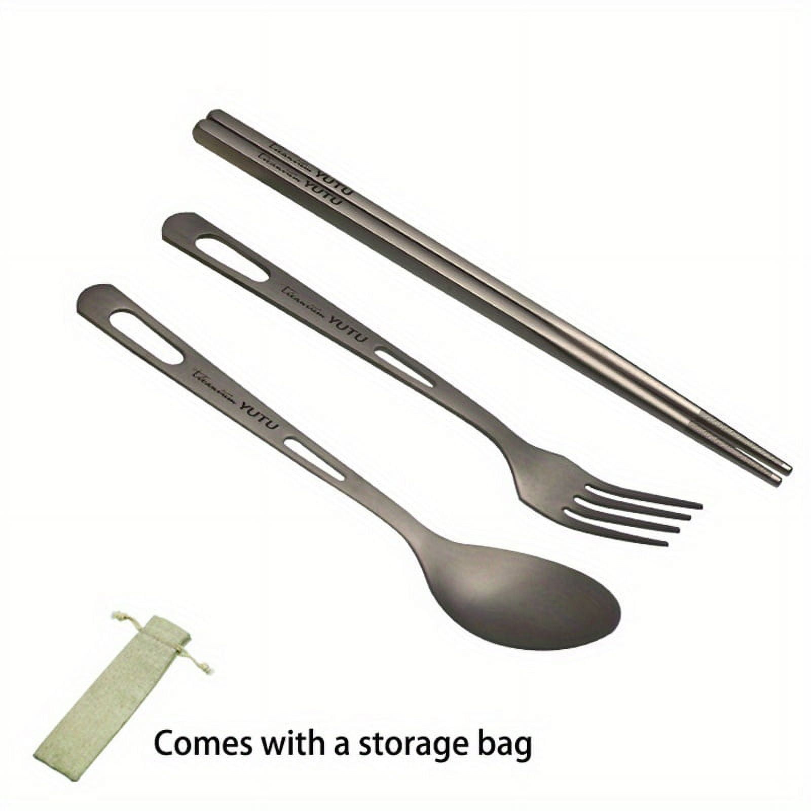Titanium Tableware Set Outdoor Household Frosted Knife And Fork Spoon Chopsticks Travel Camping