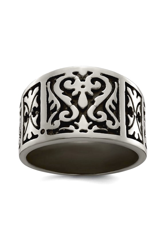 Titanium Tapered Flat Casted Design Brushed Polished 14mm Band Size 8.5 Ring for Women and Men